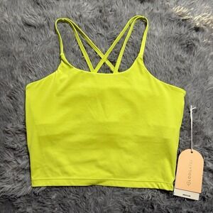 Blogilates Cropped Strappy Tank Top Limeade Women's Medium Atheltic Pilates NEW